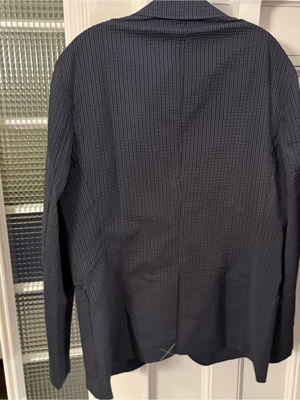 Club Monaco Men's Grant Navy Pinstripe Seersucker Blazer Sz 42 Ret $329 NWT